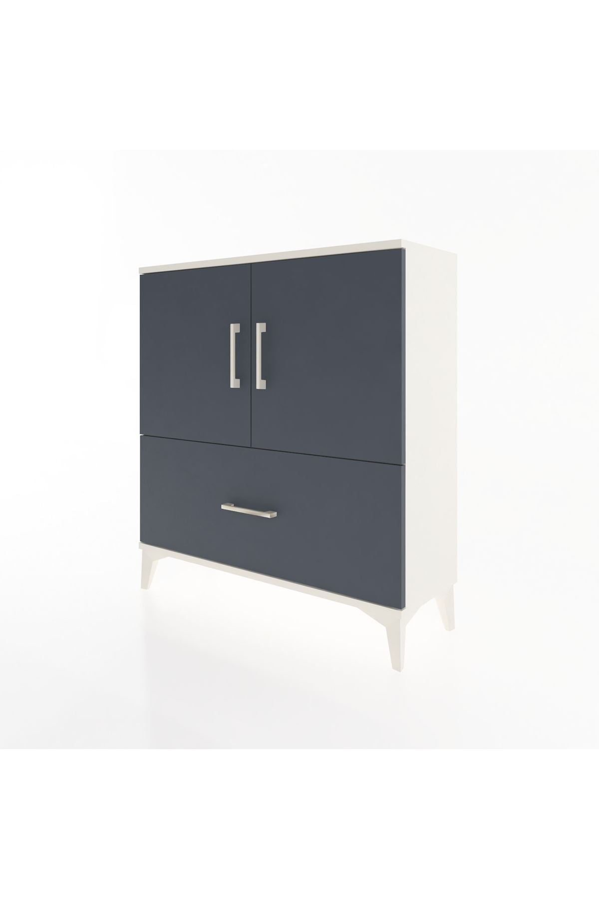 Arges Şifonyer 2 Raflı Tek Çekmeceli 2 Kapaklı 88x30x96 Aytaşı-Antrasit