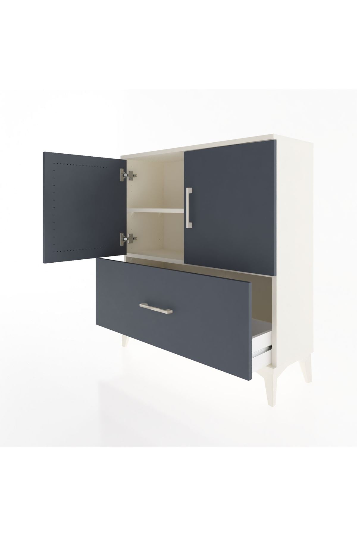 Arges Şifonyer 2 Raflı Tek Çekmeceli 2 Kapaklı 88x30x96 Aytaşı-Antrasit