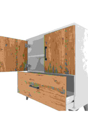 Arges Şifonyer 2 Raflı Tek Çekmeceli 2 Kapaklı 88x30x96 Aytaşı-Çam