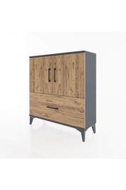 Arges Şifonyer 2 Raflı Tek Çekmeceli 2 Kapaklı 88x30x96 Antrasit-Çam