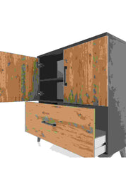 Arges Şifonyer 2 Raflı Tek Çekmeceli 2 Kapaklı 88x30x96 Antrasit-Çam