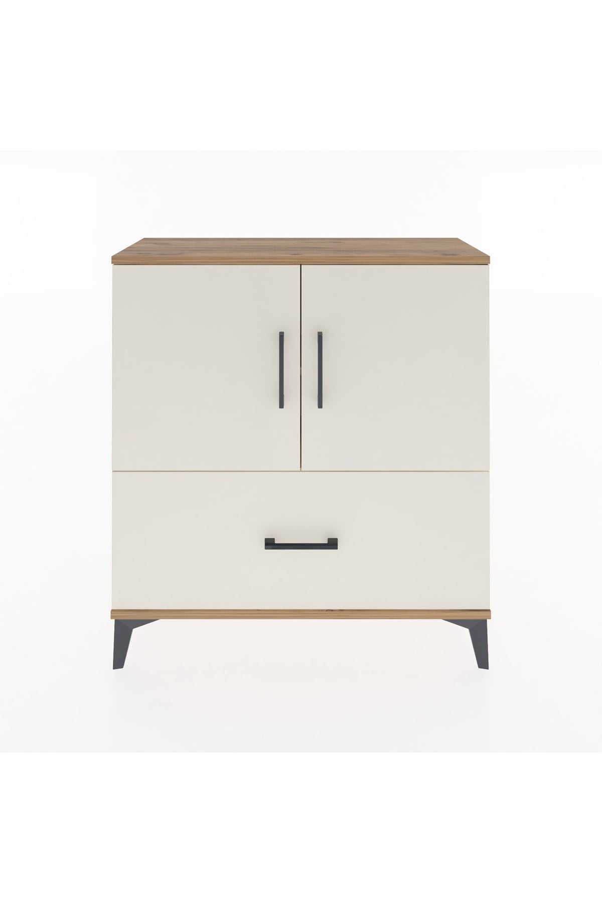 Arges Şifonyer 2 Raflı Tek Çekmeceli 2 Kapaklı 88x30x96 Çam-Aytaşı