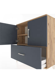 Arges Şifonyer 2 Raflı Tek Çekmeceli 2 Kapaklı 88x30x96 Çam-Antrasit