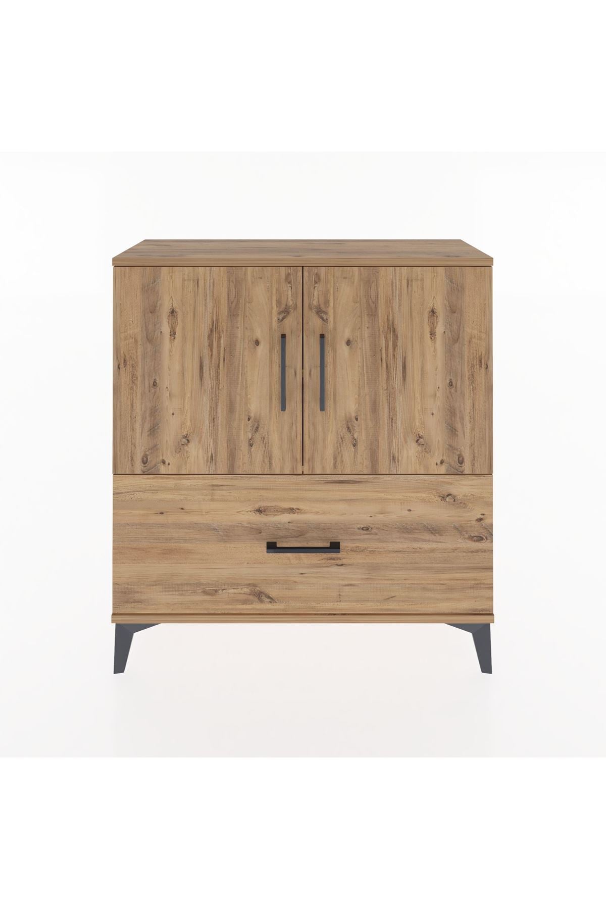 Arges Şifonyer 2 Raflı Tek Çekmeceli 2 Kapaklı 88x30x96 Çam-Çam