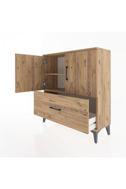 Arges Şifonyer 2 Raflı Tek Çekmeceli 2 Kapaklı 88x30x96 Çam-Çam