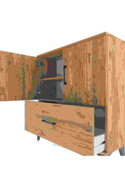 Arges Şifonyer 2 Raflı Tek Çekmeceli 2 Kapaklı 88x30x96 Çam-Çam