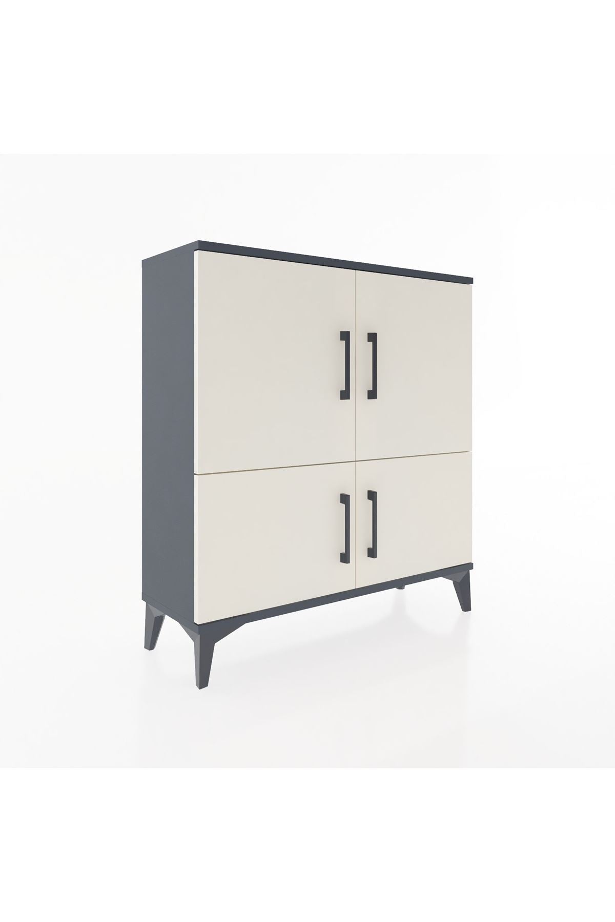 Arges Şifonyer 3 Raflı 4 Kapaklı 88x30x96 Antrasit-Aytaşı