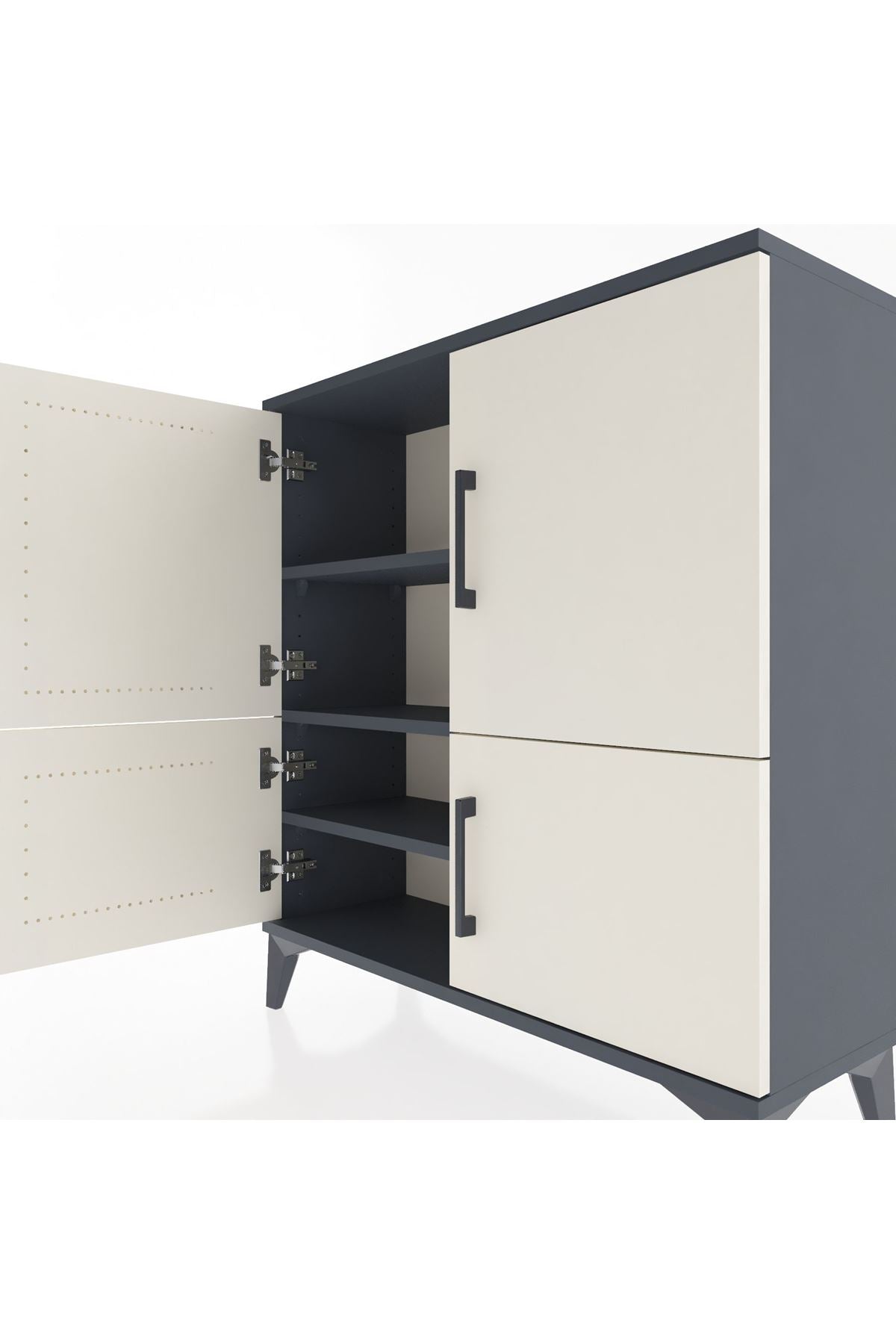 Arges Şifonyer 3 Raflı 4 Kapaklı 88x30x96 Antrasit-Aytaşı