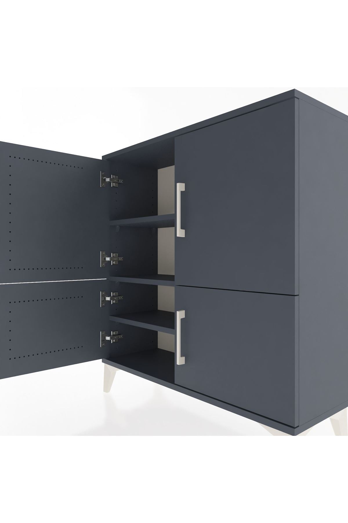 Arges Şifonyer 3 Raflı 4 Kapaklı 88x30x96 Antrasit-Antrasit