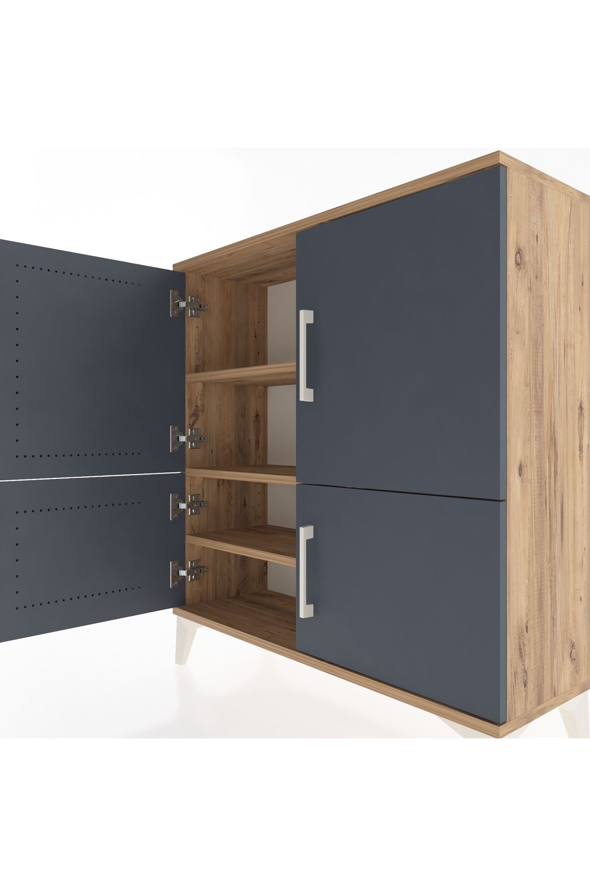 Arges Şifonyer 3 Raflı 4 Kapaklı 88x30x96 Çam-Antrasit