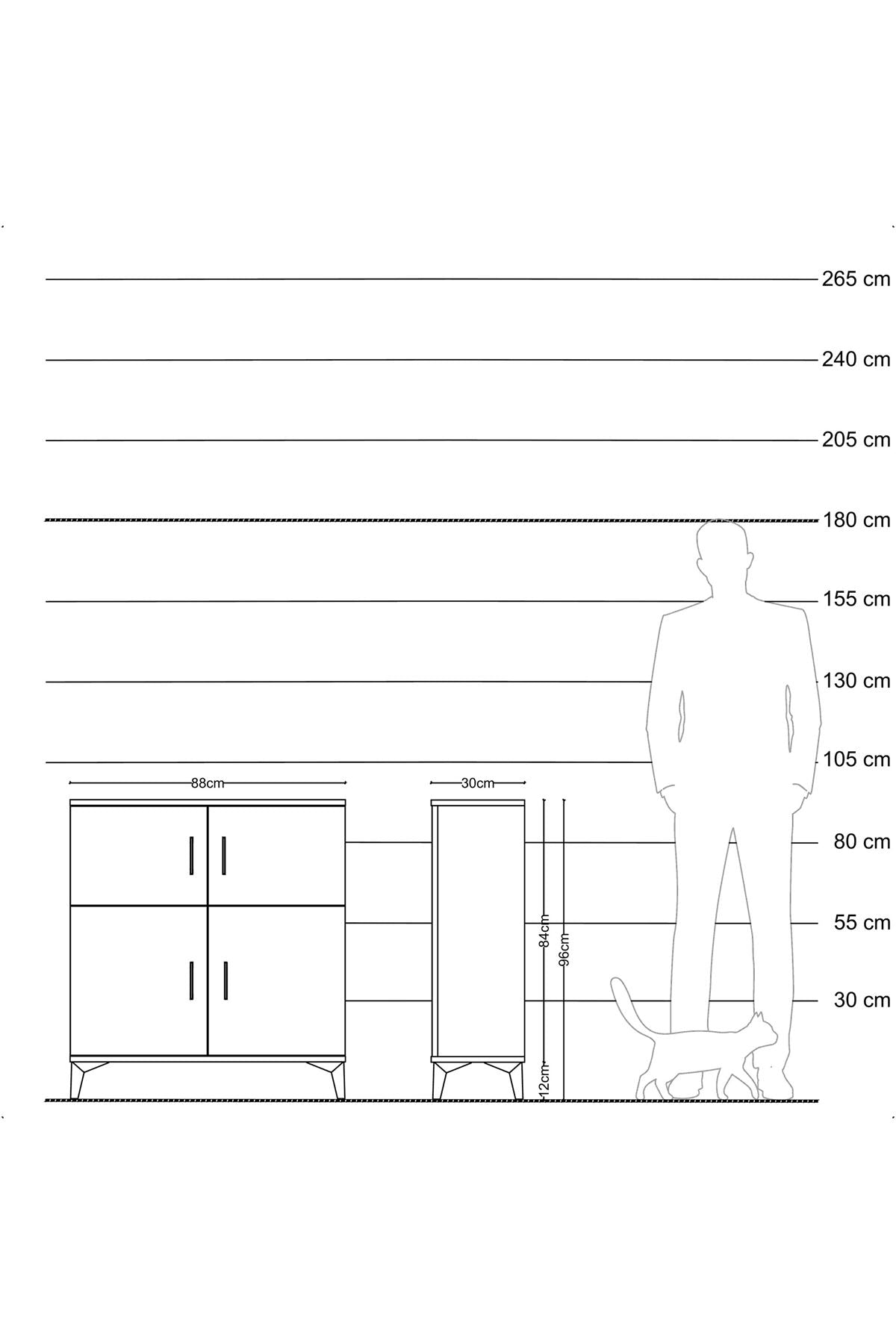 Arges Şifonyer 3 Raflı 4 Kapaklı 88x30x96 Aytaşı-Antrasit
