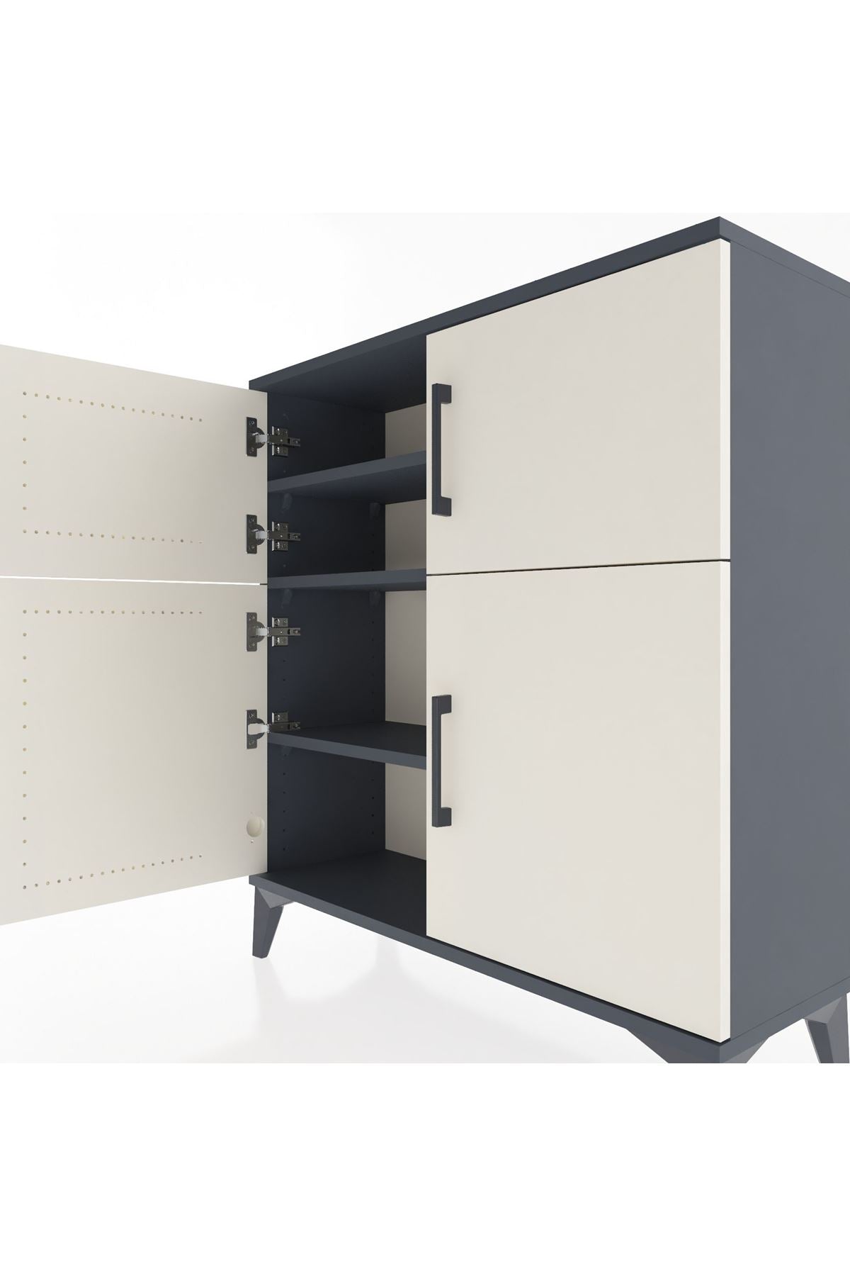 Arges Şifonyer 3 Raflı 4 Kapaklı 88x30x96 Antrasit-Aytaşı