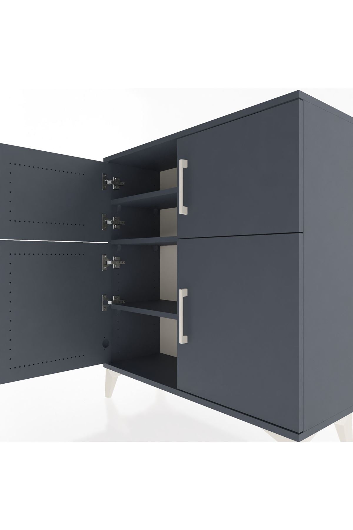 Arges Şifonyer 3 Raflı 4 Kapaklı 88x30x96 Antrasit-Antrasit