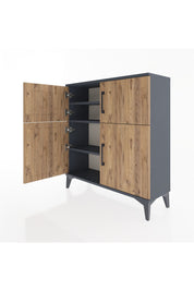 Arges Şifonyer 3 Raflı 4 Kapaklı 88x30x96 Antrasit-Çam