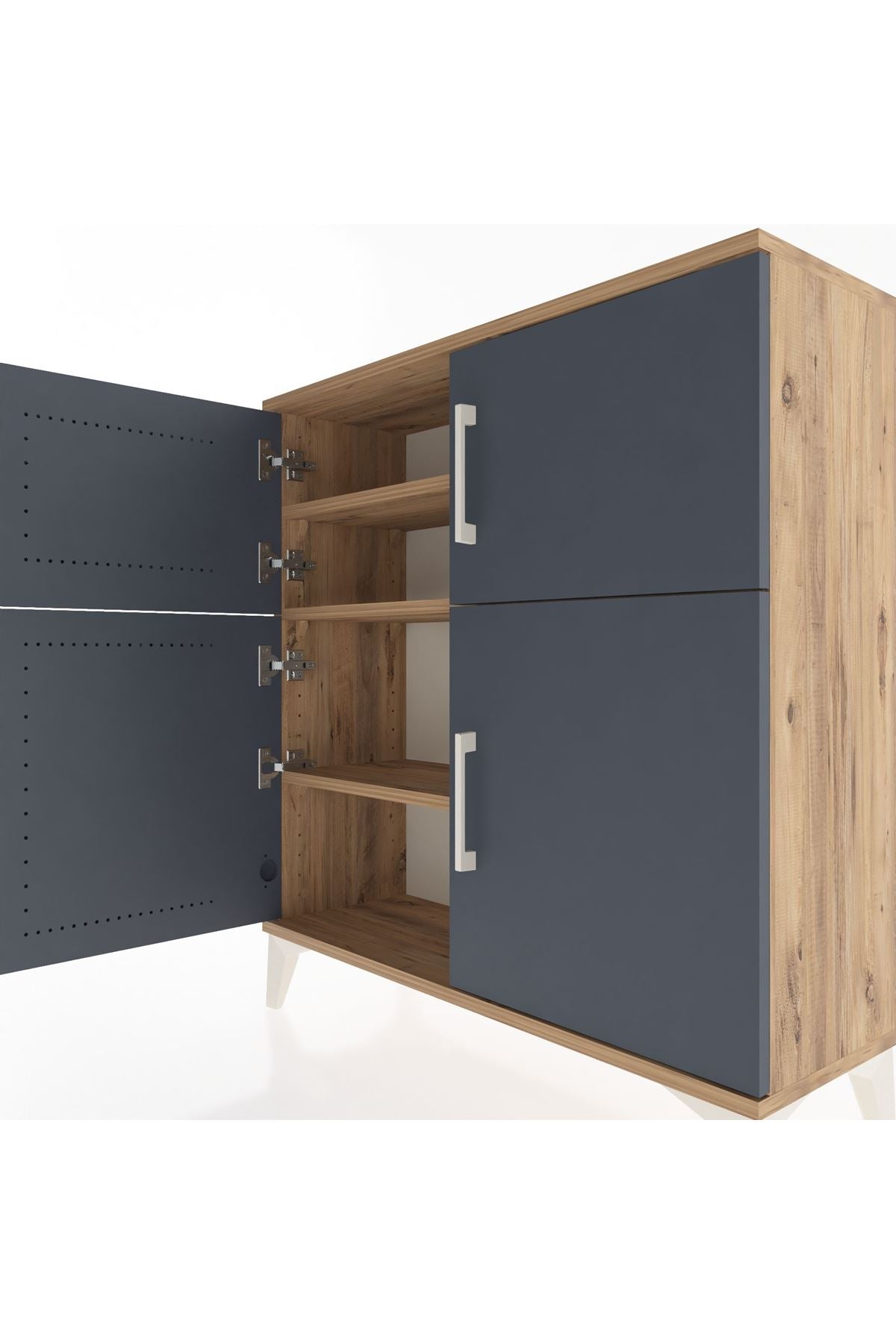 Arges Şifonyer 3 Raflı 4 Kapaklı 88x30x96 Çam-Antrasit