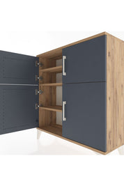 Arges Şifonyer 3 Raflı 4 Kapaklı 88x30x96 Çam-Antrasit