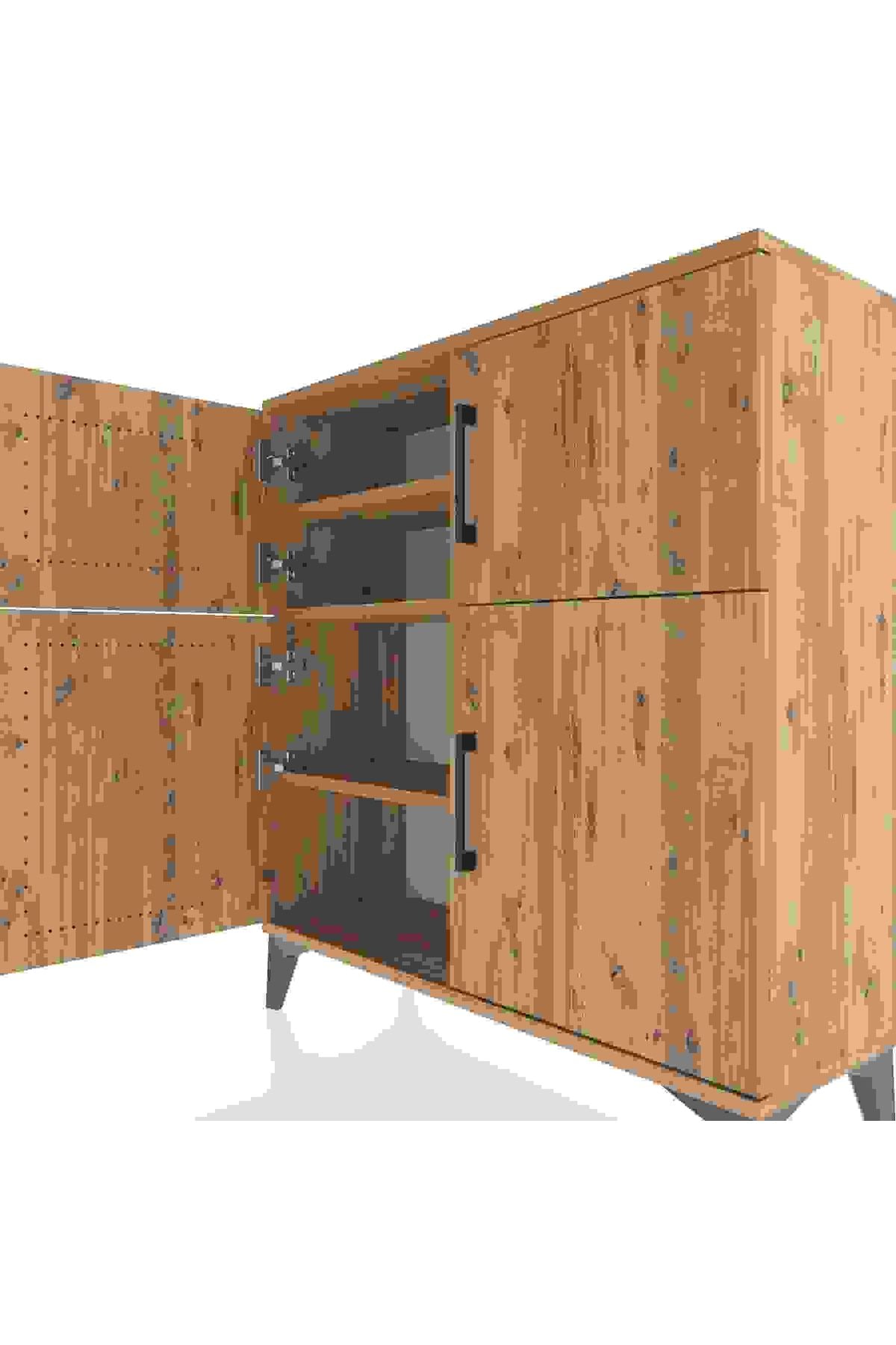 Arges Şifonyer 3 Raflı 4 Kapaklı 88x30x96 Çam-Çam