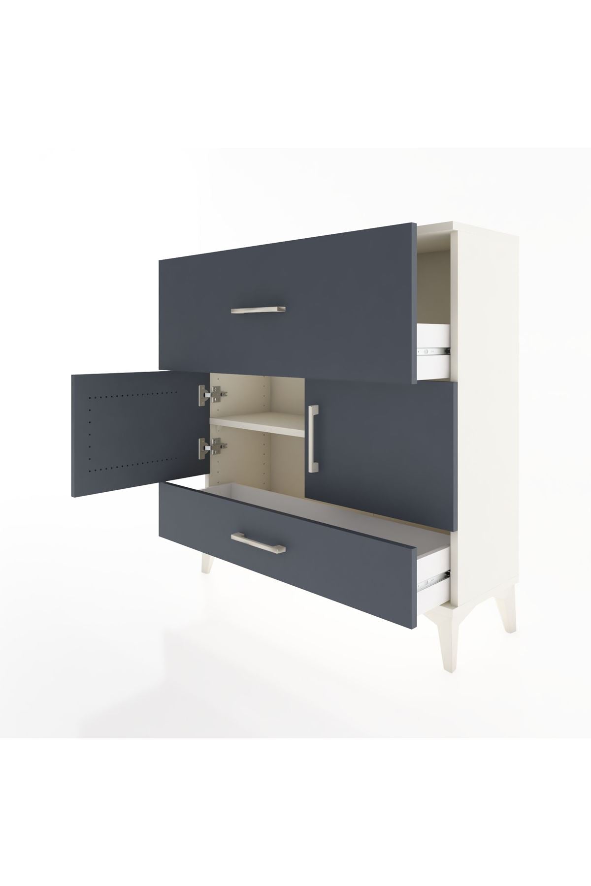 Arges Şifonyer 2 Raflı 2 Çekmeceli 2 Kapaklı 88x30x96 Aytaşı-Antrasit