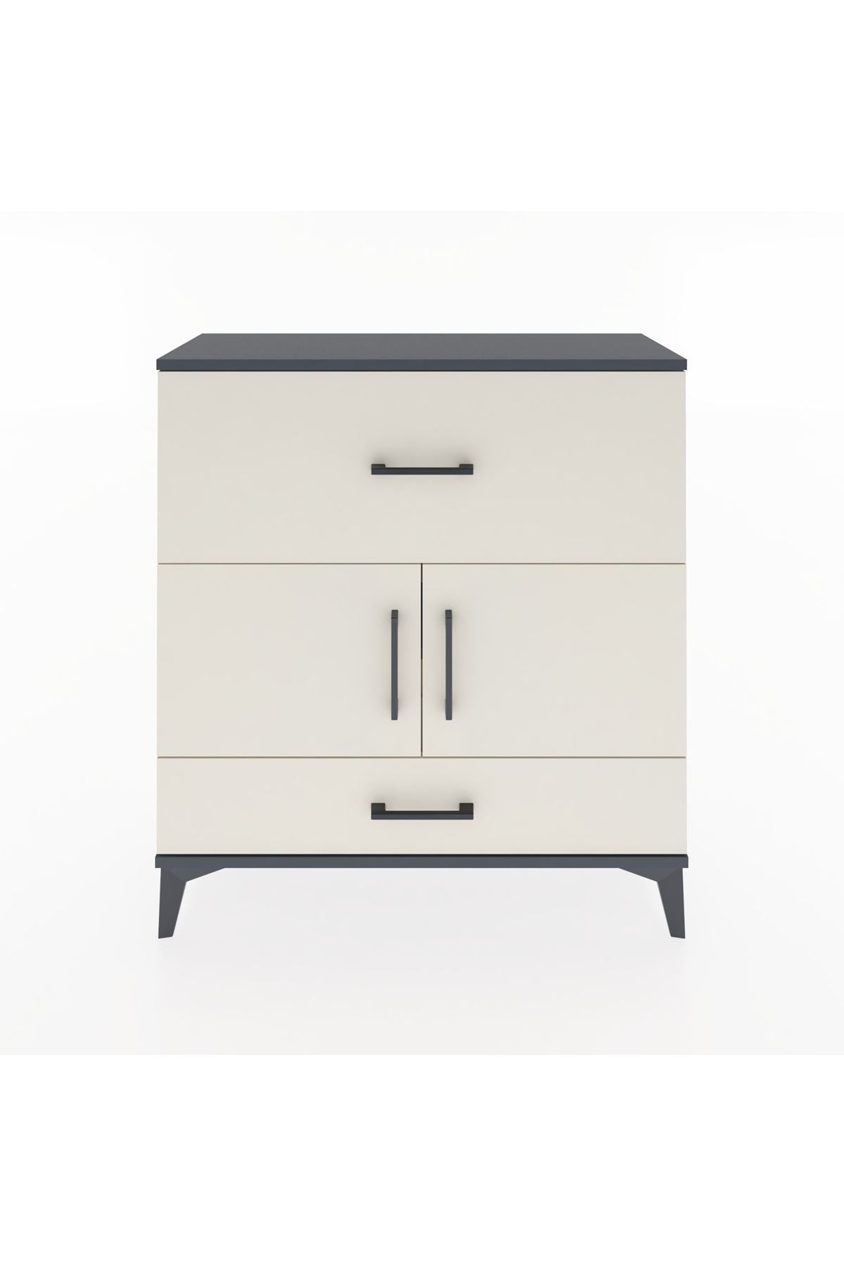 Arges Şifonyer 2 Raflı 2 Çekmeceli 2 Kapaklı 88x30x96 Antrasit-Aytaşı