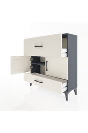 Arges Şifonyer 2 Raflı 2 Çekmeceli 2 Kapaklı 88x30x96 Antrasit-Aytaşı