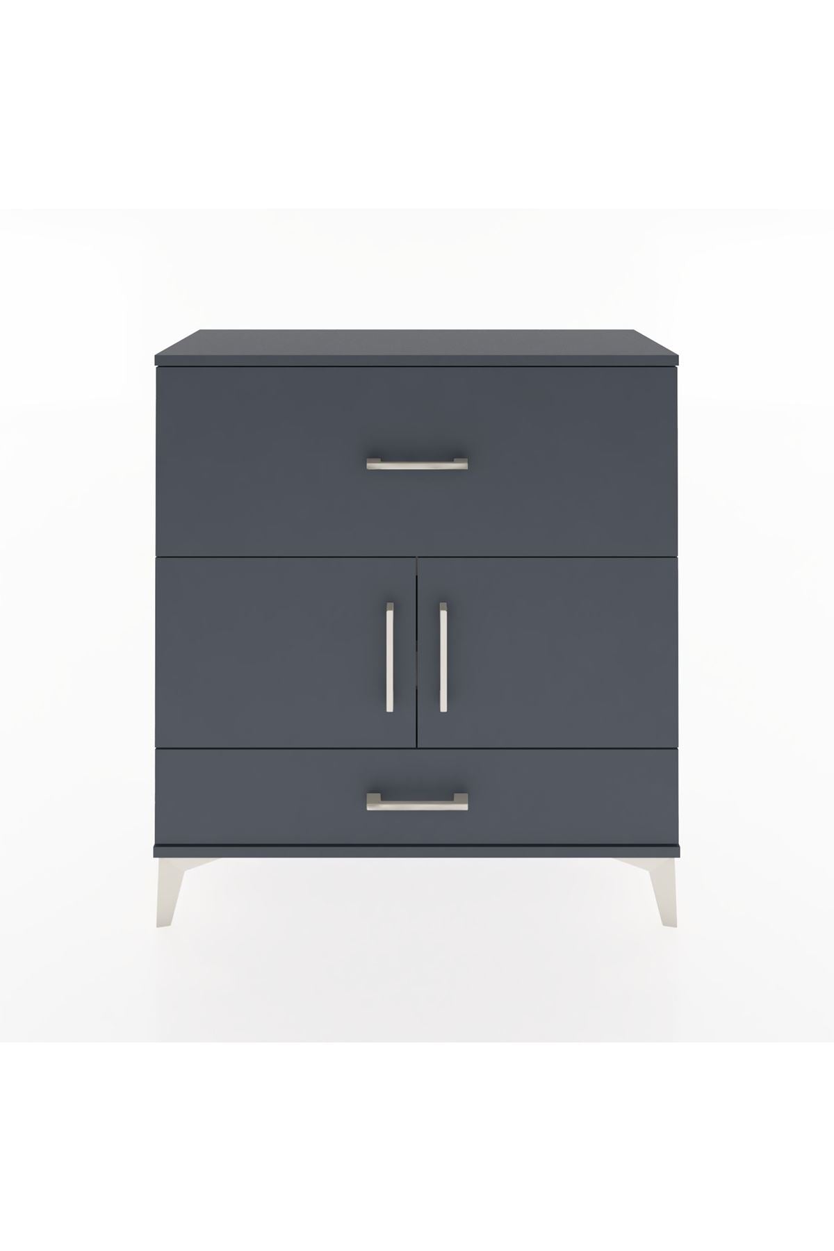 Arges Şifonyer 2 Raflı 2 Çekmeceli 2 Kapaklı 88x30x96 Antrasit-Antrasit