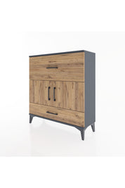 Arges Şifonyer 2 Raflı 2 Çekmeceli 2 Kapaklı 88x30x96 Antrasit-Çam