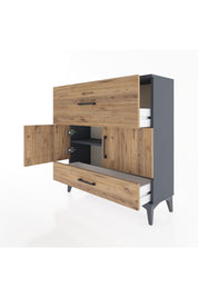 Arges Şifonyer 2 Raflı 2 Çekmeceli 2 Kapaklı 88x30x96 Antrasit-Çam