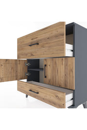 Arges Şifonyer 2 Raflı 2 Çekmeceli 2 Kapaklı 88x30x96 Antrasit-Çam