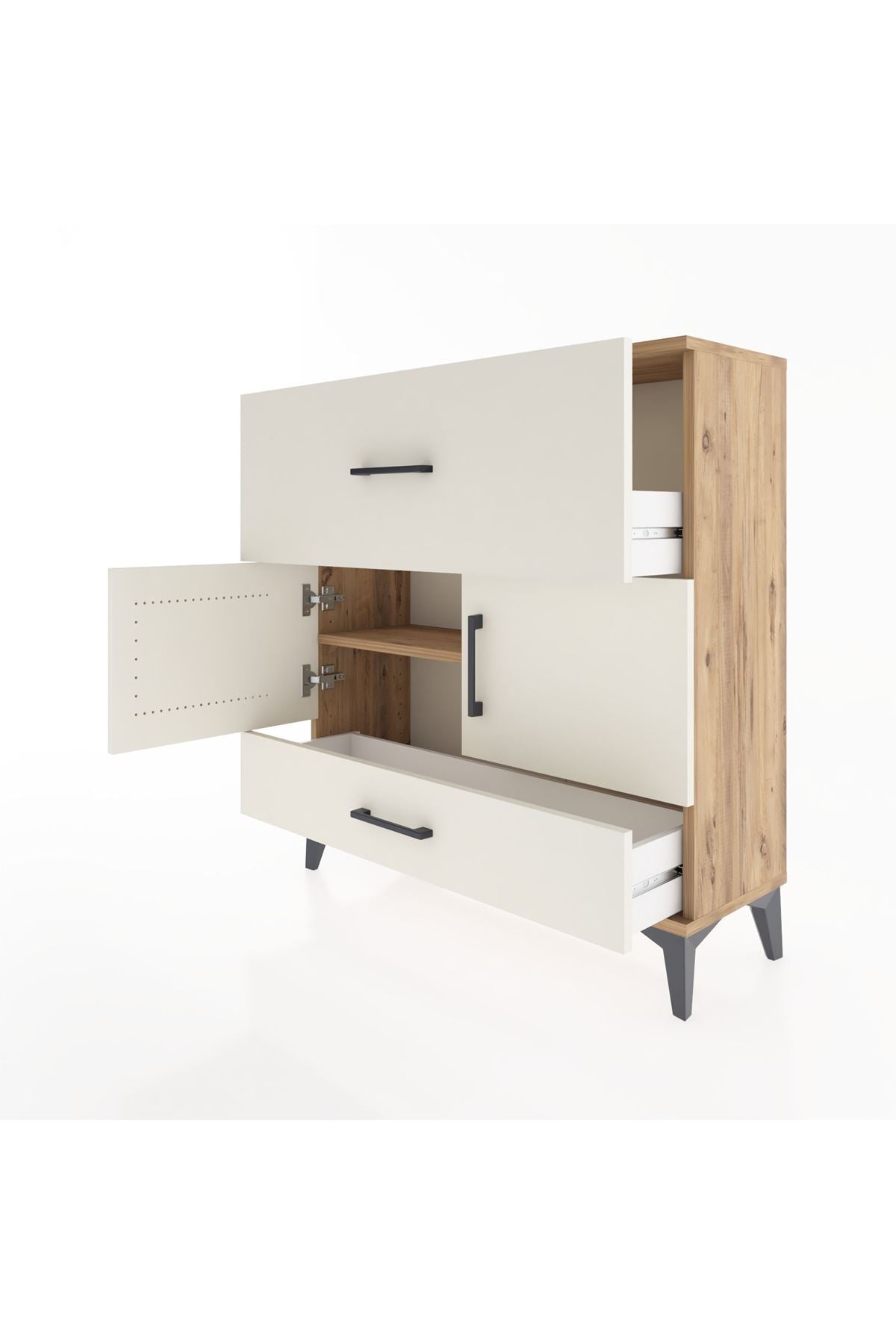 Arges Şifonyer 2 Raflı 2 Çekmeceli 2 Kapaklı 88x30x96 Çam-Aytaşı