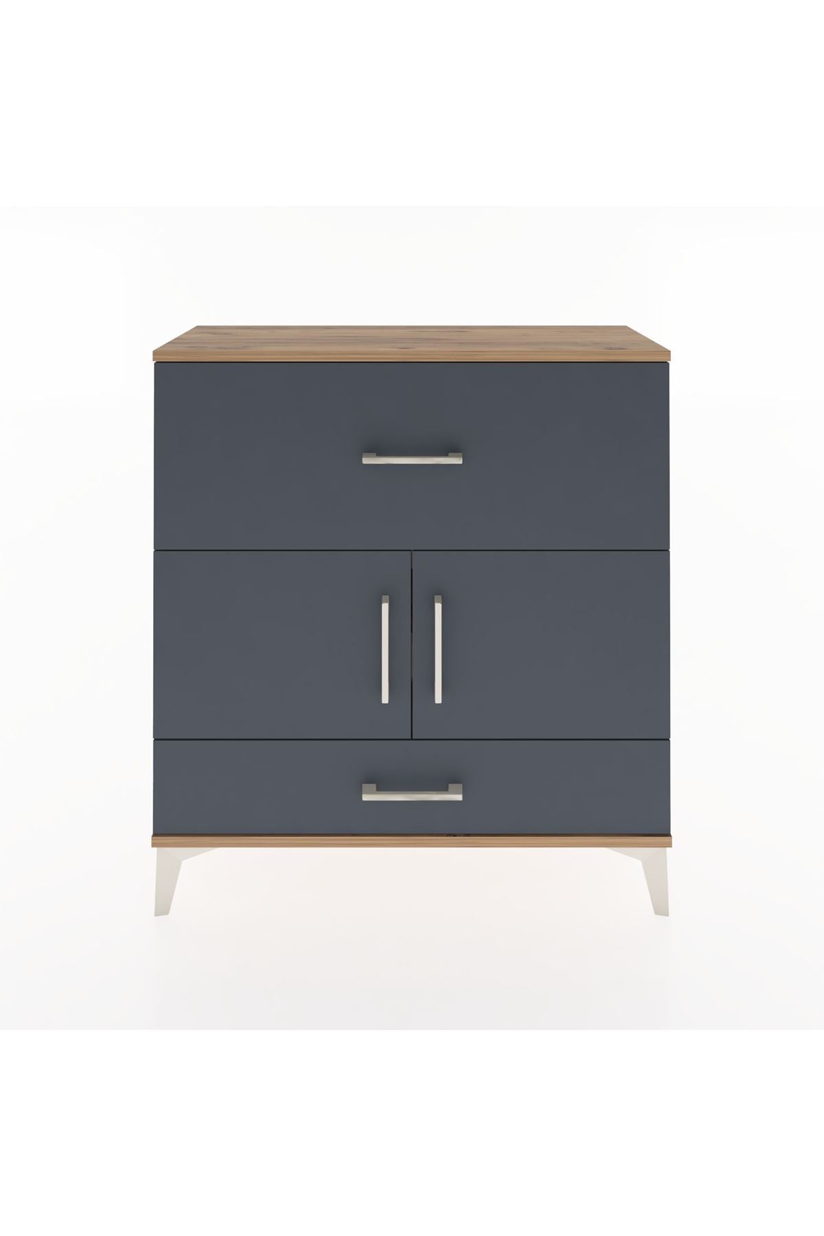 Arges Şifonyer 2 Raflı 2 Çekmeceli 2 Kapaklı 88x30x96 Çam-Antrasit