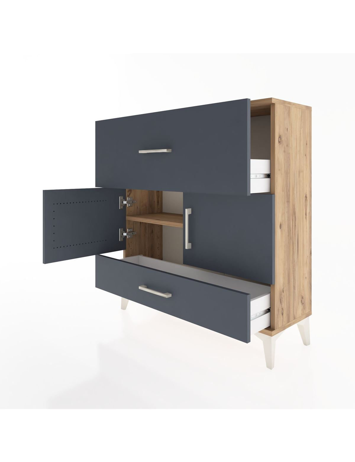 Arges Şifonyer 2 Raflı 2 Çekmeceli 2 Kapaklı 88x30x96 - S04M049V8A