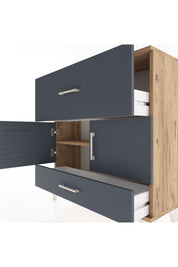 Arges Şifonyer 2 Raflı 2 Çekmeceli 2 Kapaklı 88x30x96 Çam-Antrasit