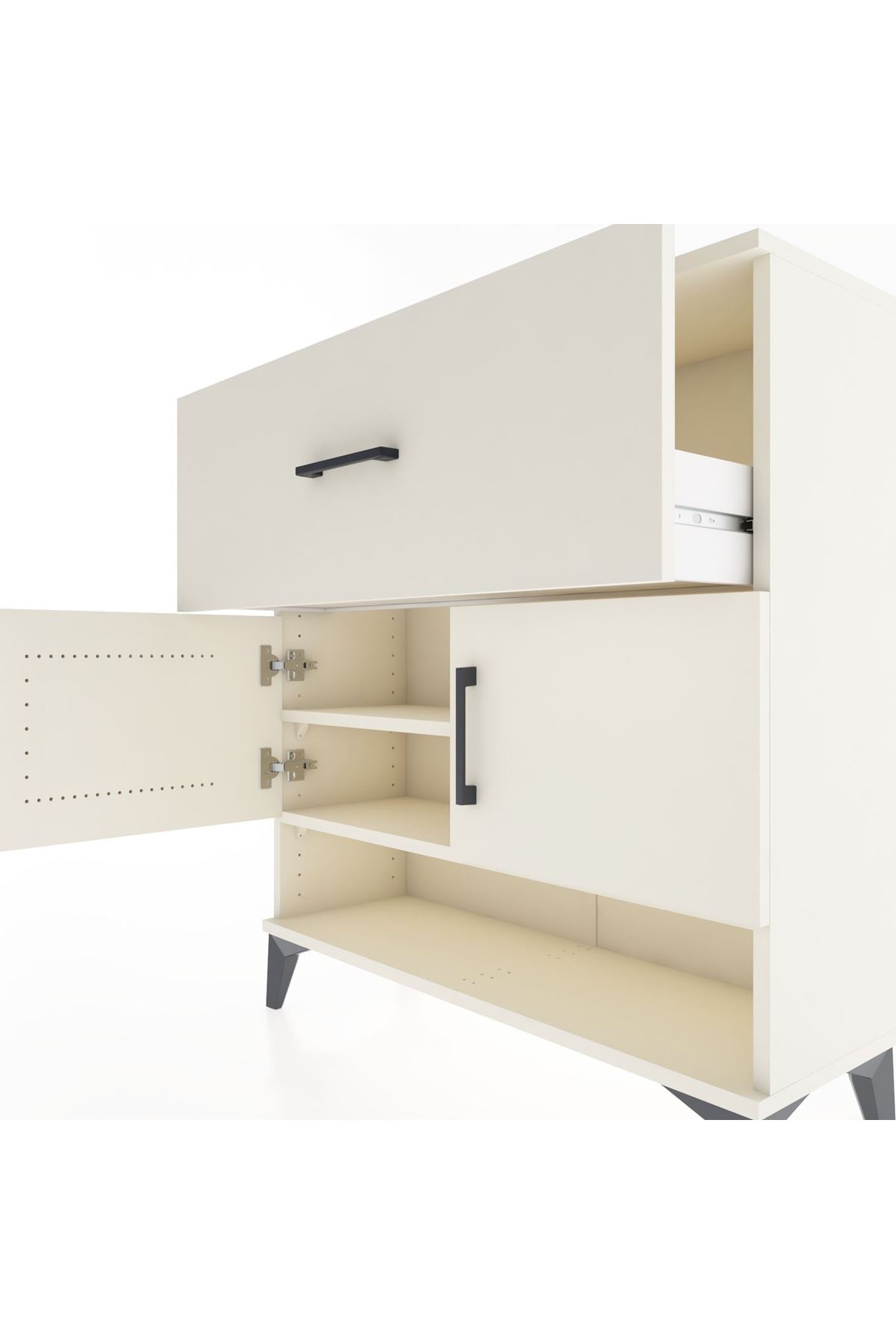 Arges Şifonyer 2 Raflı Tek Çekmeceli 2 Kapaklı 88x30x96 Aytaşı-Aytaşı