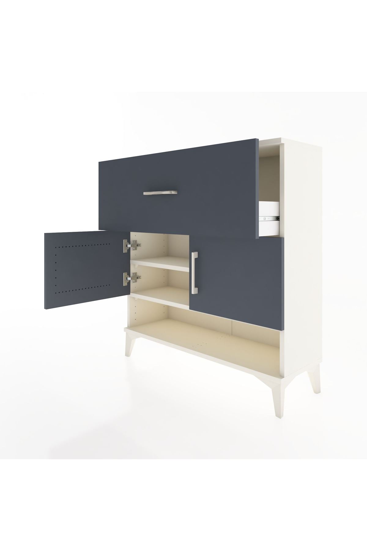 Arges Şifonyer 2 Raflı Tek Çekmeceli 2 Kapaklı 88x30x96 Aytaşı-Antrasit