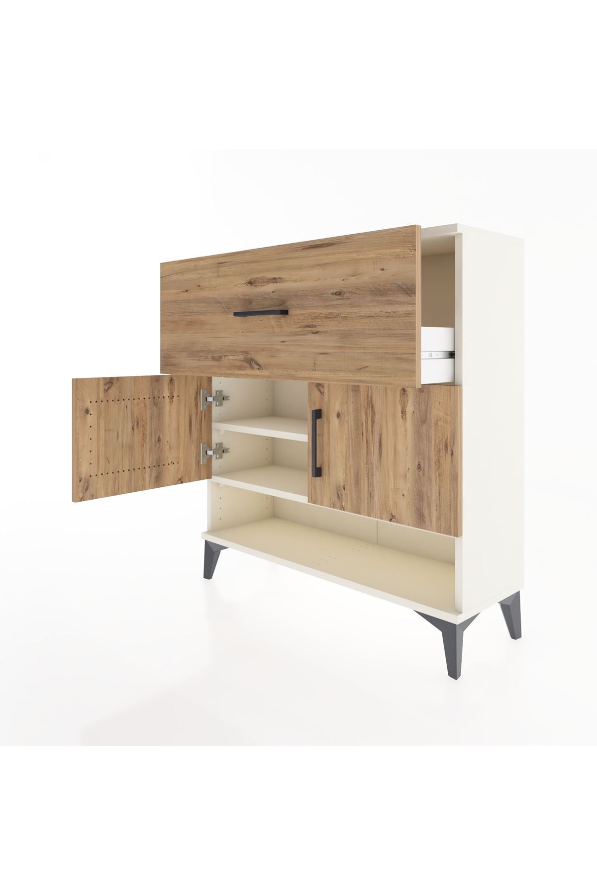 Arges Şifonyer 2 Raflı Tek Çekmeceli 2 Kapaklı 88x30x96 Aytaşı-Çam