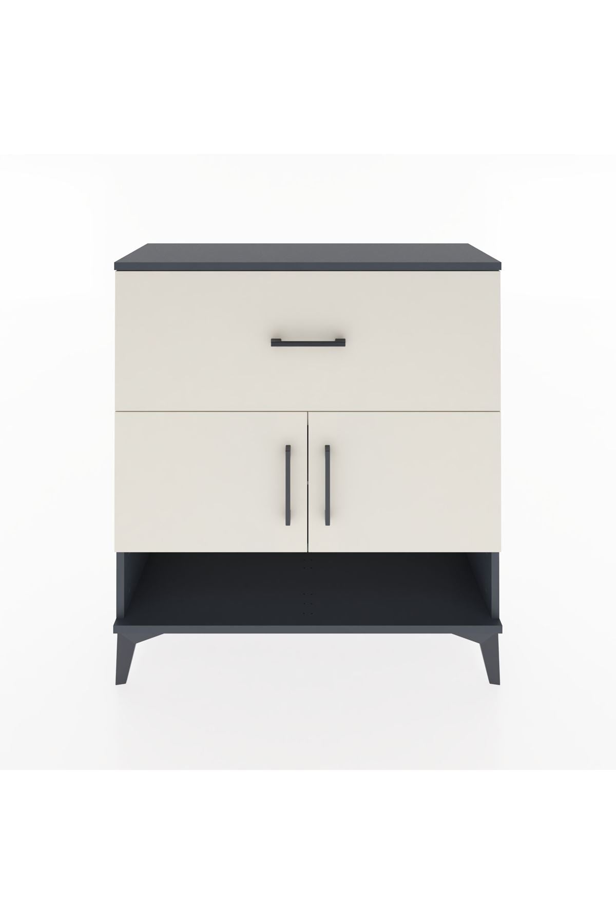 Arges Şifonyer 2 Raflı Tek Çekmeceli 2 Kapaklı 88x30x96 Antrasit-Aytaşı