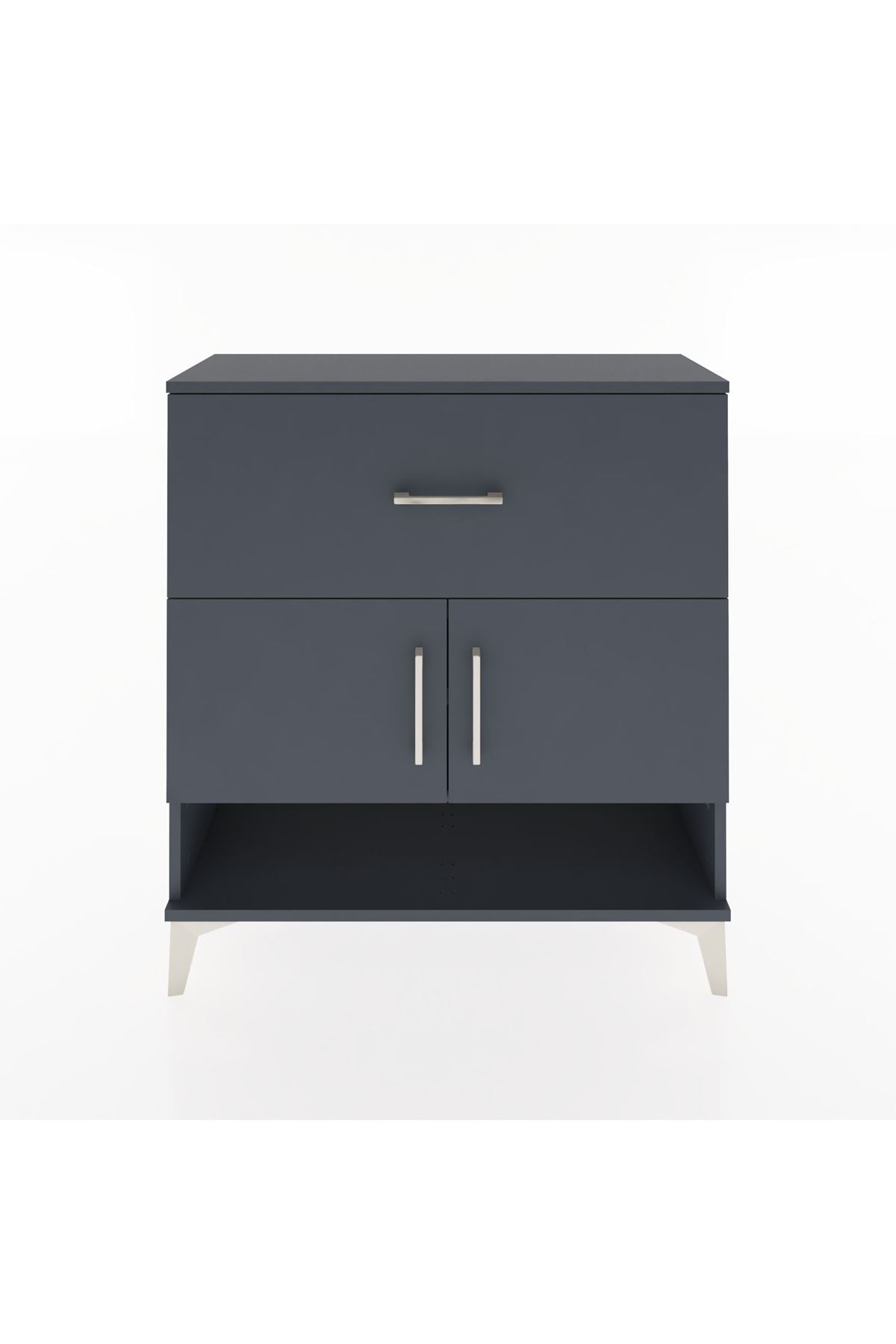 Arges Şifonyer 2 Raflı Tek Çekmeceli 2 Kapaklı 88x30x96 Antrasit-Antrasit