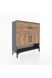 Arges Şifonyer 2 Raflı Tek Çekmeceli 2 Kapaklı 88x30x96 Antrasit-Çam