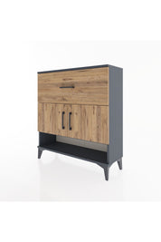 Arges Şifonyer 2 Raflı Tek Çekmeceli 2 Kapaklı 88x30x96 Antrasit-Çam