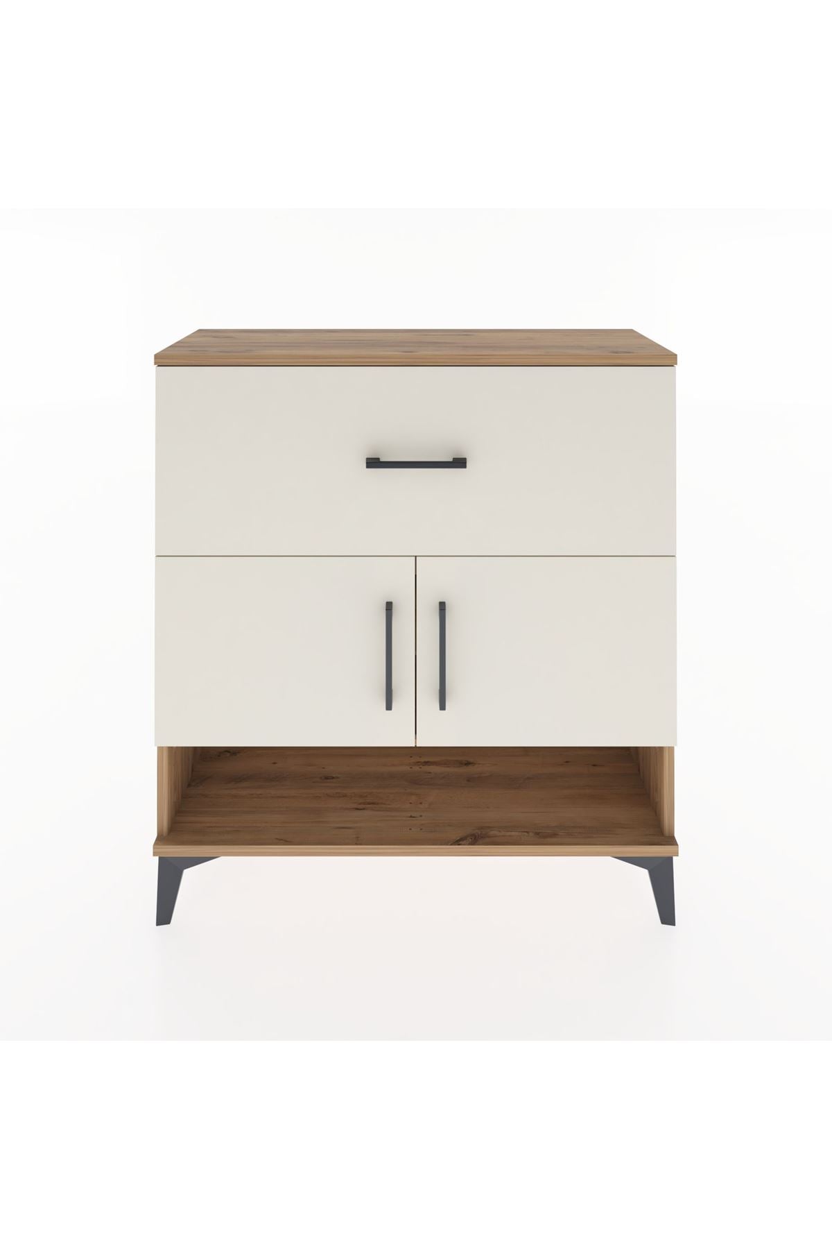 Arges Şifonyer 2 Raflı Tek Çekmeceli 2 Kapaklı 88x30x96 Çam-Aytaşı