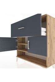 Arges Şifonyer 2 Raflı Tek Çekmeceli 2 Kapaklı 88x30x96 Çam-Antrasit