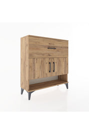 Arges Şifonyer 2 Raflı Tek Çekmeceli 2 Kapaklı 88x30x96 Çam-Çam