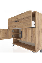 Arges Şifonyer 2 Raflı Tek Çekmeceli 2 Kapaklı 88x30x96 Çam-Çam