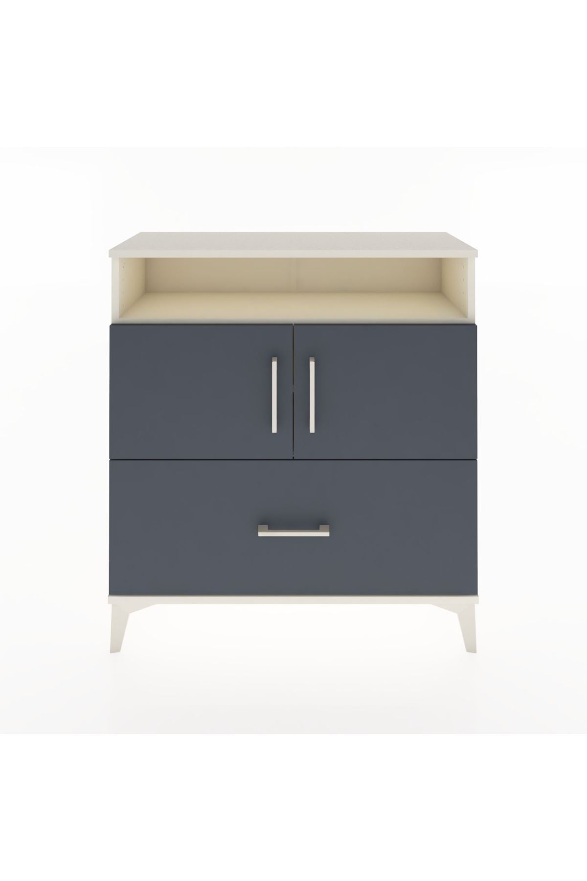 Arges Şifonyer 3 Raflı Tek Çekmeceli 2 Kapaklı 88x30x96 Aytaşı-Antrasit