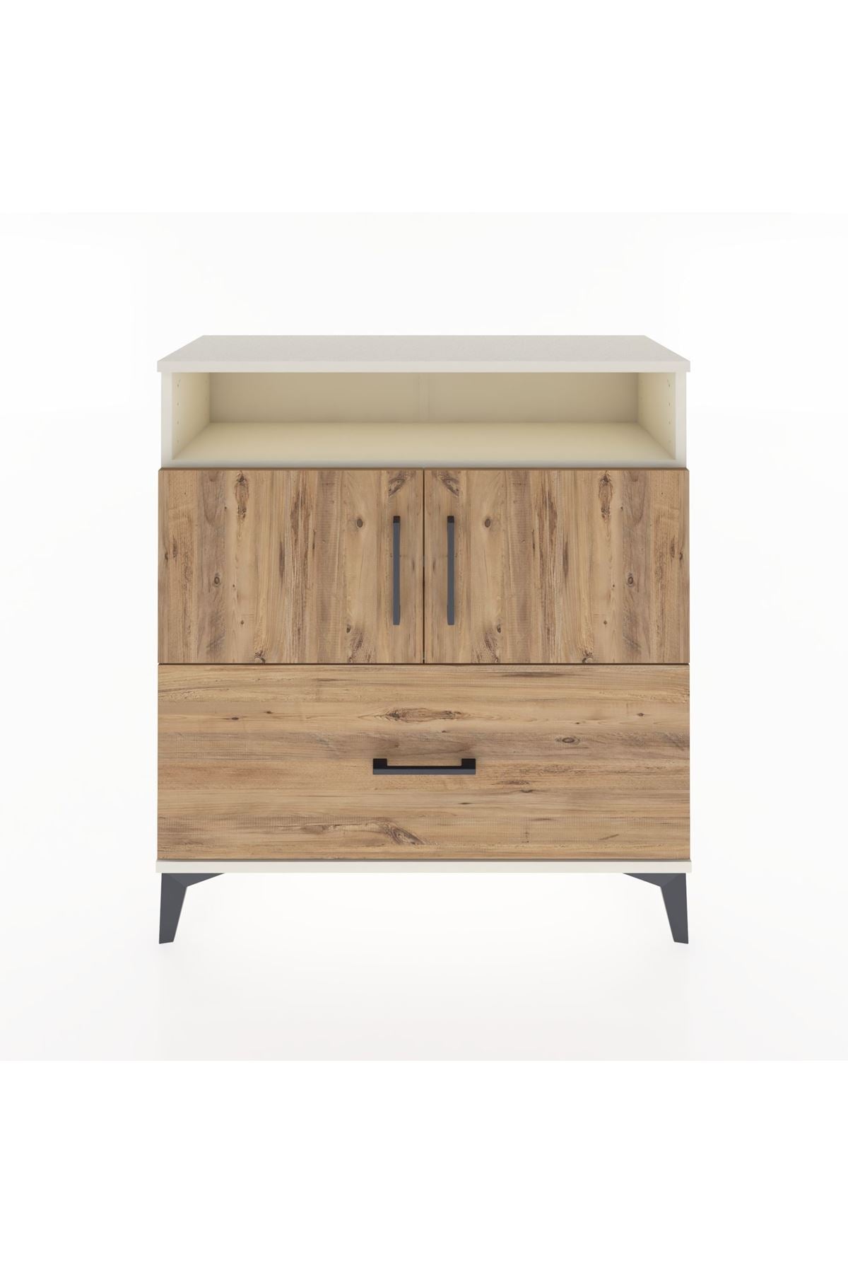Arges Şifonyer 3 Raflı Tek Çekmeceli 2 Kapaklı 88x30x96 Aytaşı-Çam