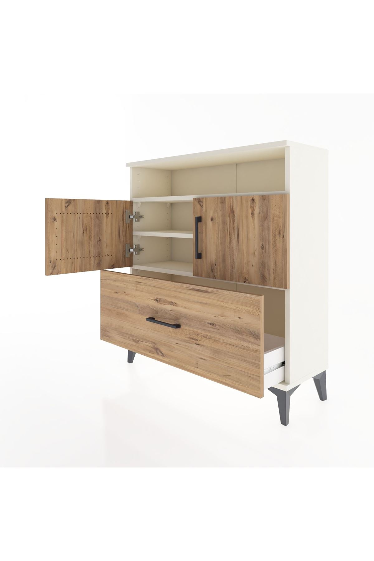 Arges Şifonyer 3 Raflı Tek Çekmeceli 2 Kapaklı 88x30x96 Aytaşı-Çam