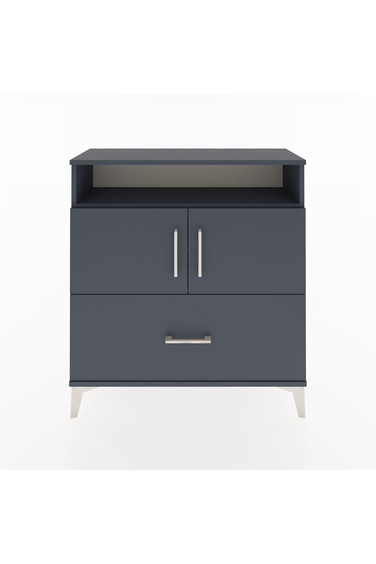 Arges Şifonyer 3 Raflı Tek Çekmeceli 2 Kapaklı 88x30x96 Antrasit-Antrasit