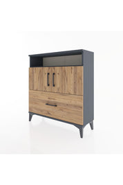 Arges Şifonyer 3 Raflı Tek Çekmeceli 2 Kapaklı 88x30x96 Antrasit-Çam