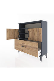 Arges Şifonyer 3 Raflı Tek Çekmeceli 2 Kapaklı 88x30x96 Antrasit-Çam