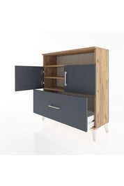 Arges Şifonyer 3 Raflı Tek Çekmeceli 2 Kapaklı 88x30x96 Çam-Antrasit